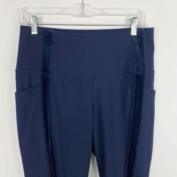 CHICO'S‎ Zenergy Navy Blue Velour Inset Leggings - Chico's Size 1 (8/10) - Picture 4 of 8